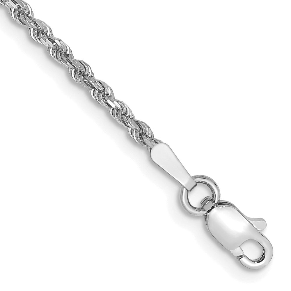 14K White Gold 5.5 inch 1.75mm Diamond-cut Rope with Lobster Clasp Chain