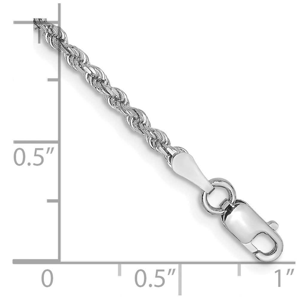 14K White Gold 6 inch 2mm Diamond-cut Rope with Lobster Clasp Chain