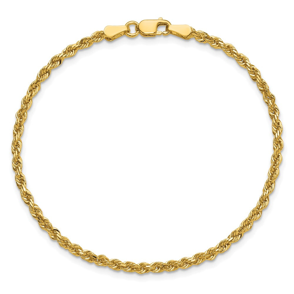 14K 8 inch 2.25mm Diamond-cut Rope with Lobster Clasp Chain