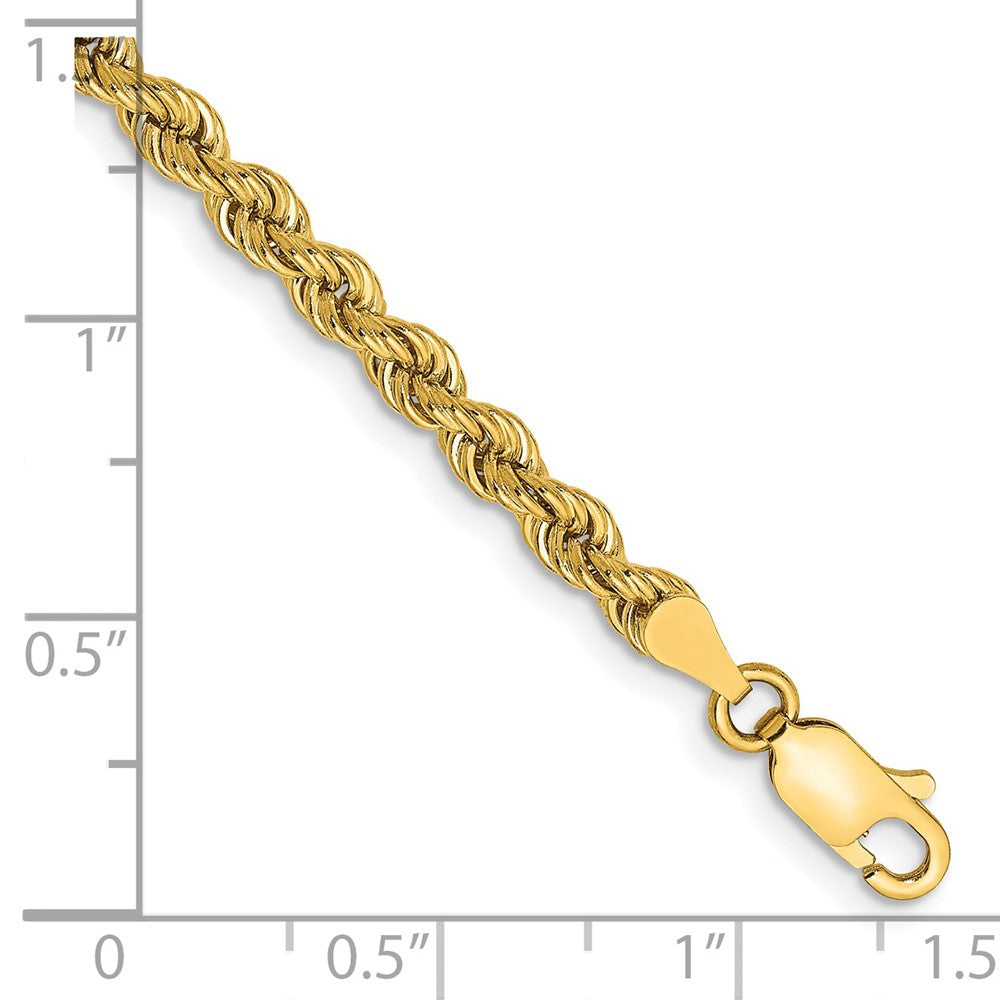 14K 9 inch 3.65mm Regular Rope with Lobster Clasp Chain