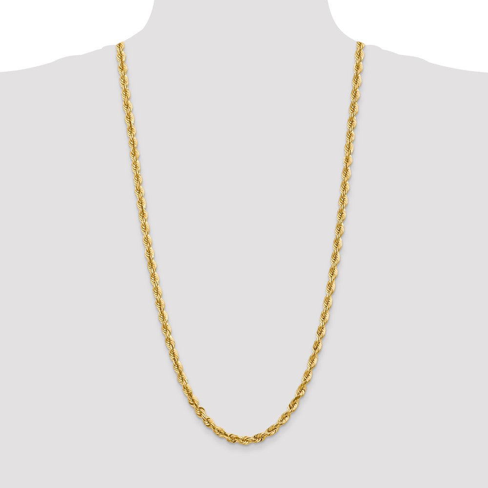 14K 30 inch 5.5mm Diamond-cut Rope with Fancy Lobster Clasp Chain