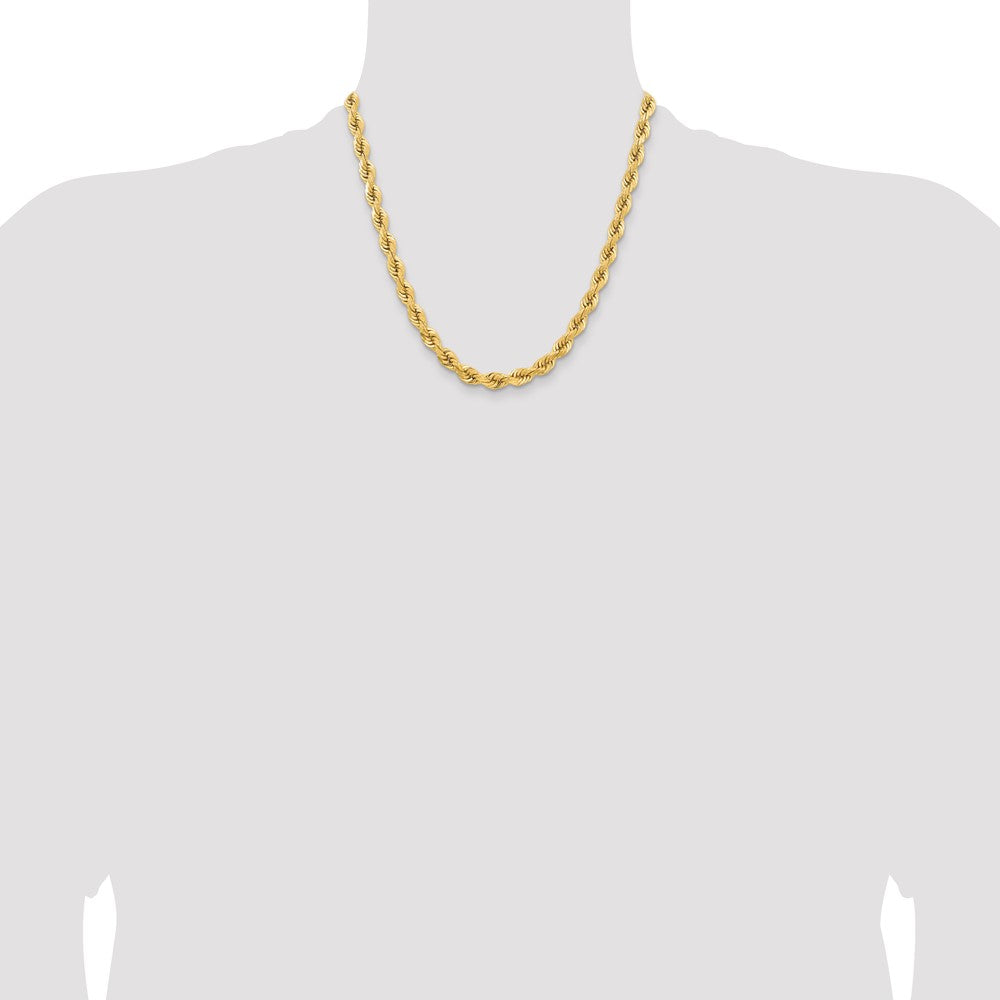 14K Yellow Gold 20 inch 6.5mm Diamond-cut Rope with Fancy Lobster Clasp Chain