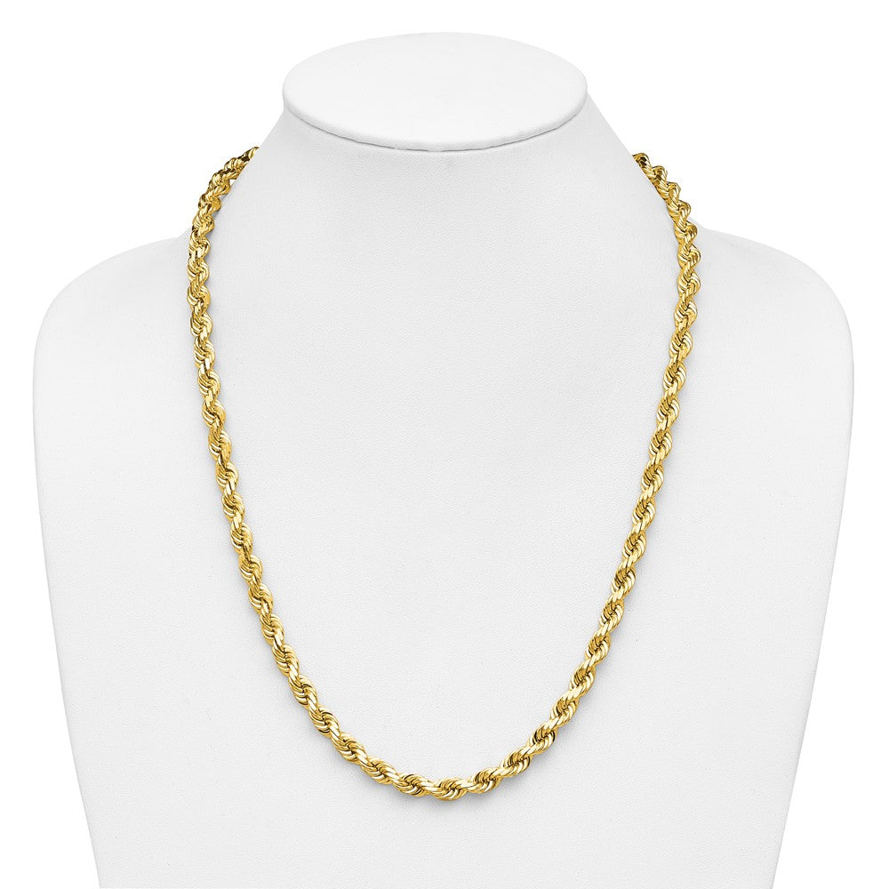 14K 24 inch 6.5mm Diamond-cut Rope with Fancy Lobster Clasp Chain