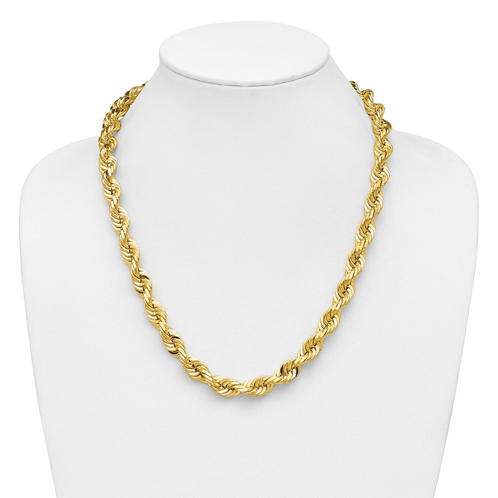 14K 22 inch 10mm Diamond-cut Rope with Fancy Lobster Clasp Chain