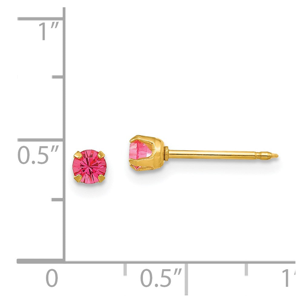 Piercing only 14k 3mm October Crystal Birthstone Post Earrings