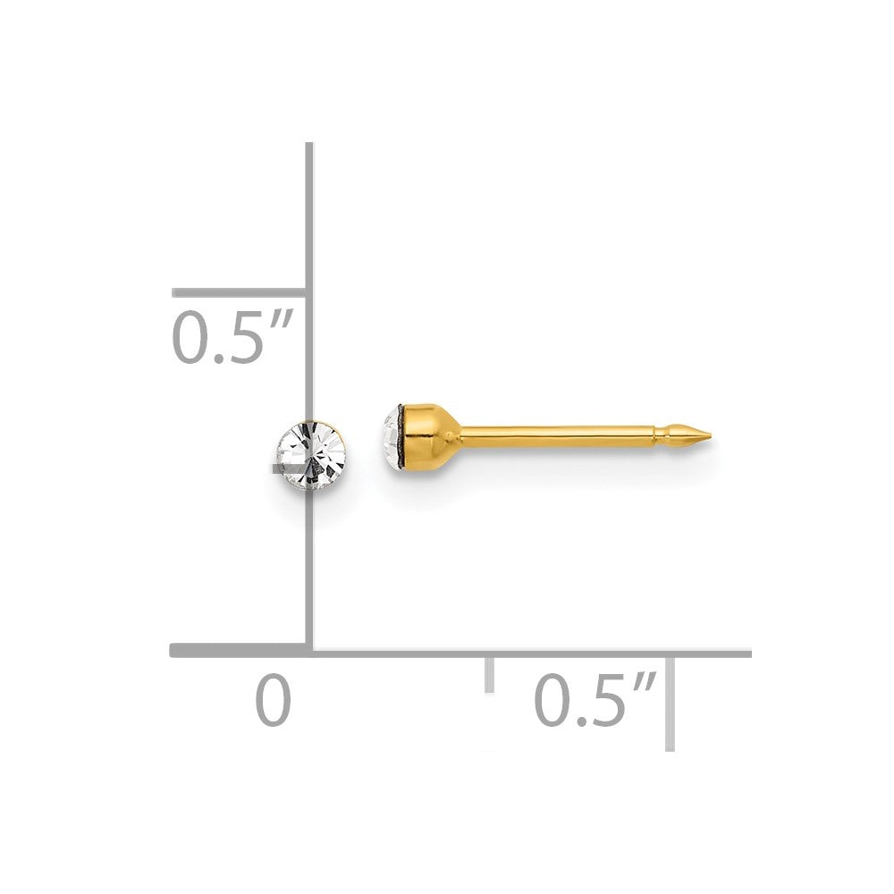 Inverness 14K Polished 2.4mm Crystal Post Earrings