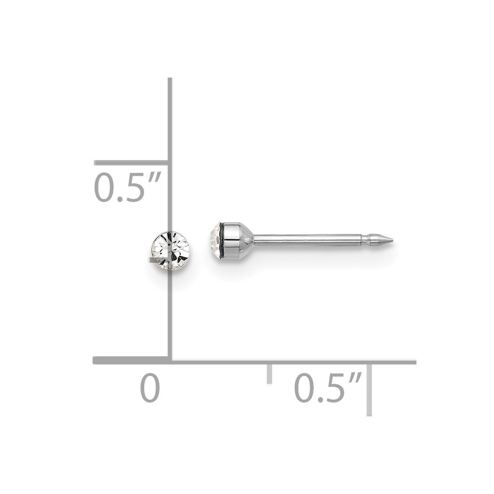 Piercing only 14K White Gold Polished 2.4mm Crystal Post Earrings