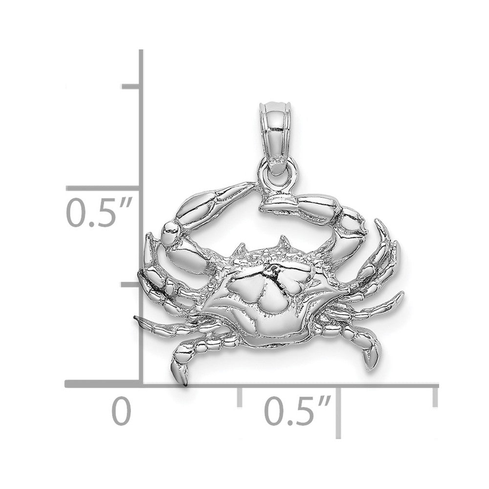 10K White Gold 2-D Blue Crab Charm