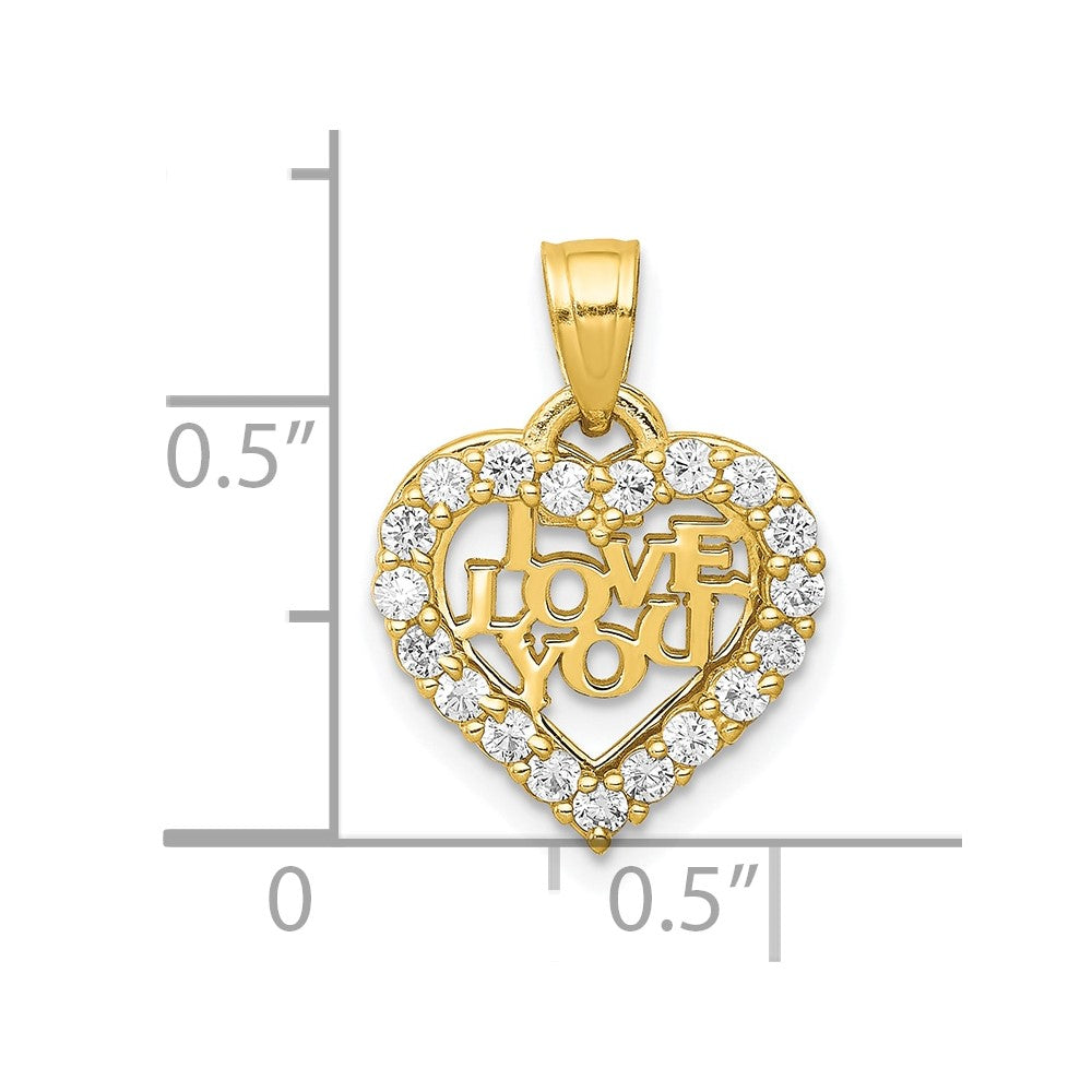 10K Small CZ I LOVE YOU Heart Charm