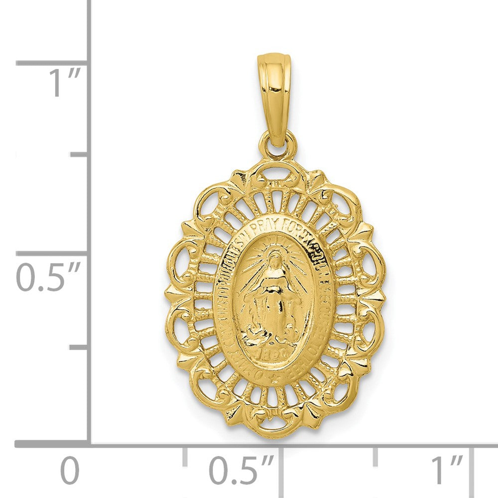 10k Oval Virgin Mary Medal Pendant