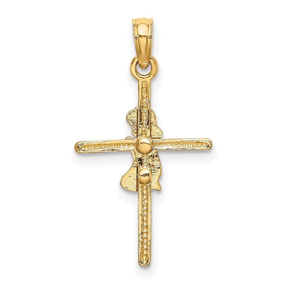 10k Yellow Gold Praying Girl Cross Charm