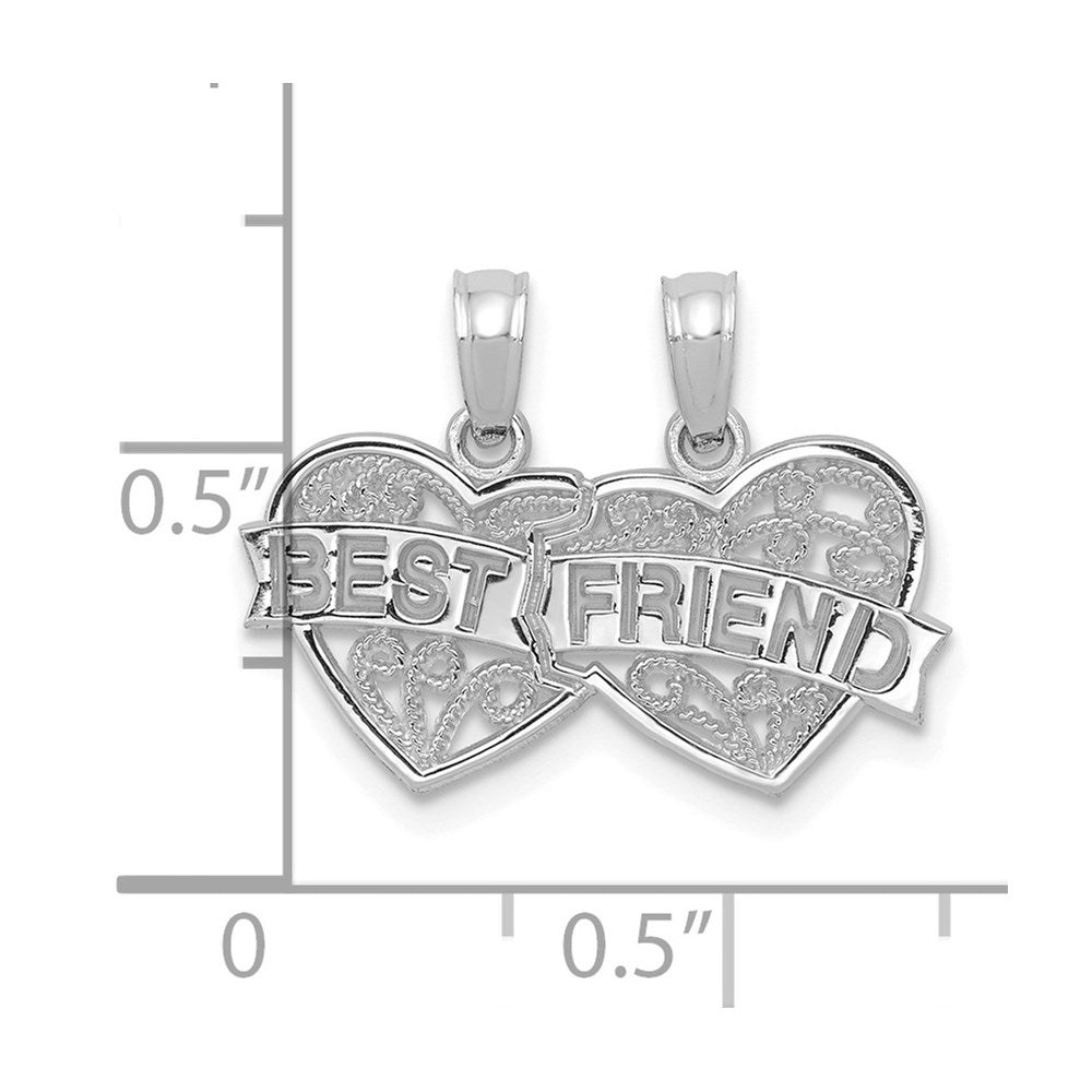 10K White Gold BEST FRIEND 2 Piece Break-A-Part Charm