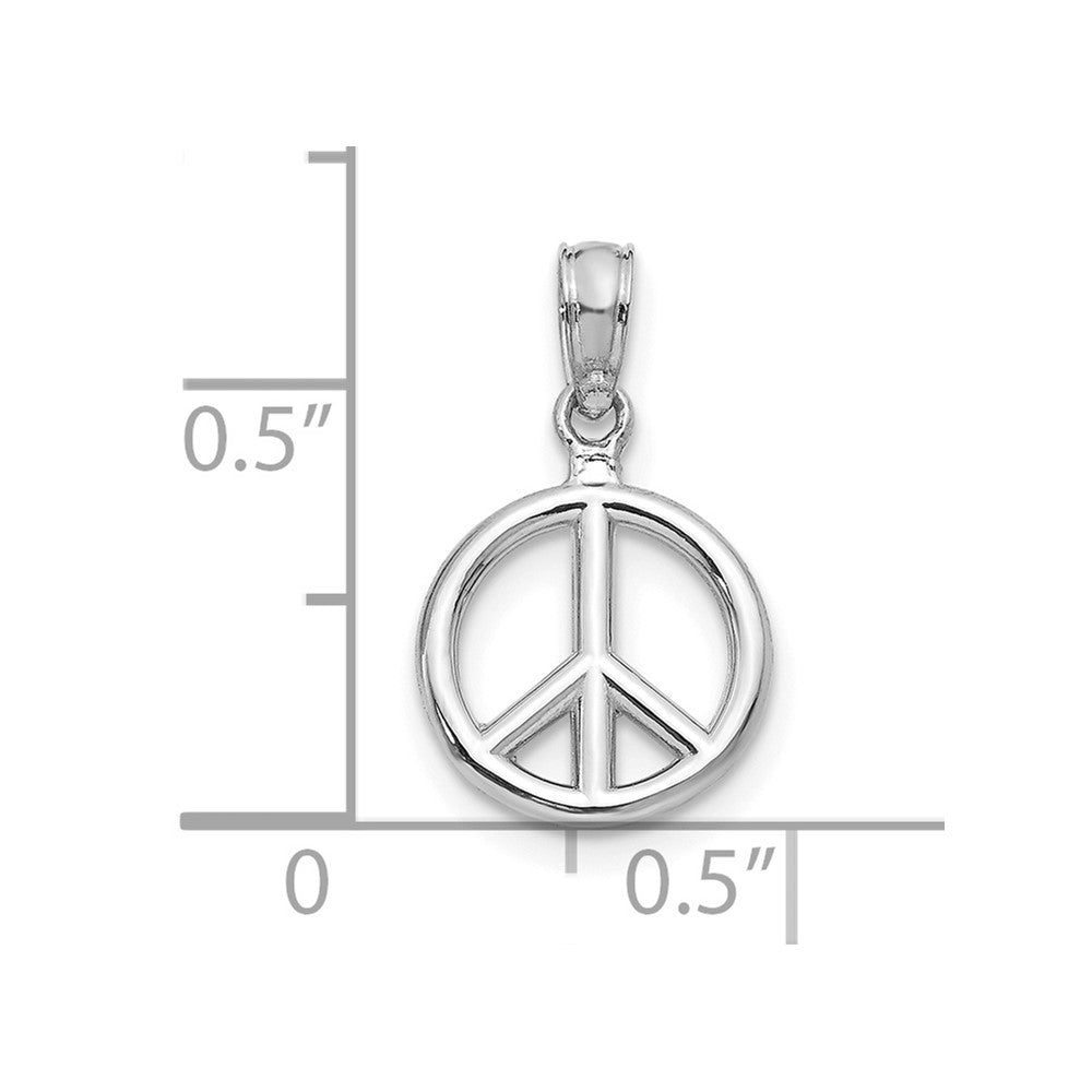 10K White Gold Polished Peace Symbol Pendant