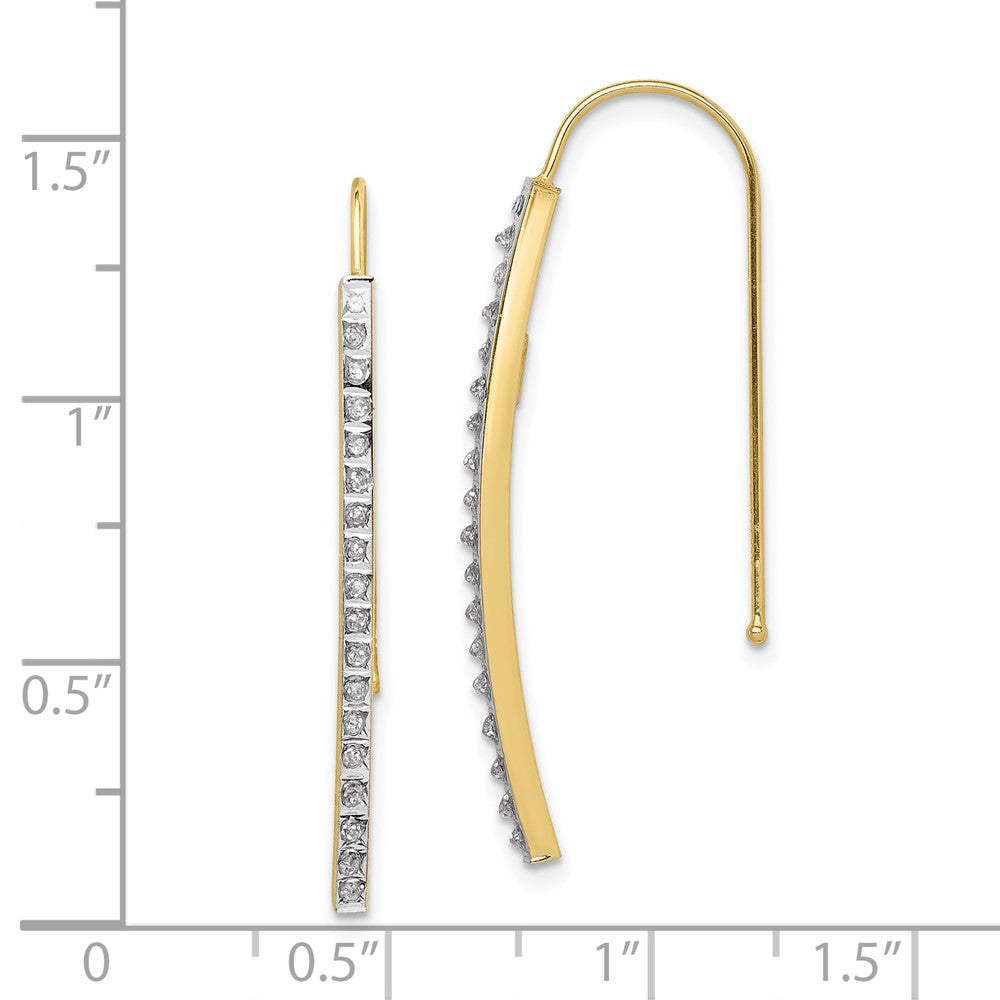 10K Diamond Fascination Bar Drop Earrings