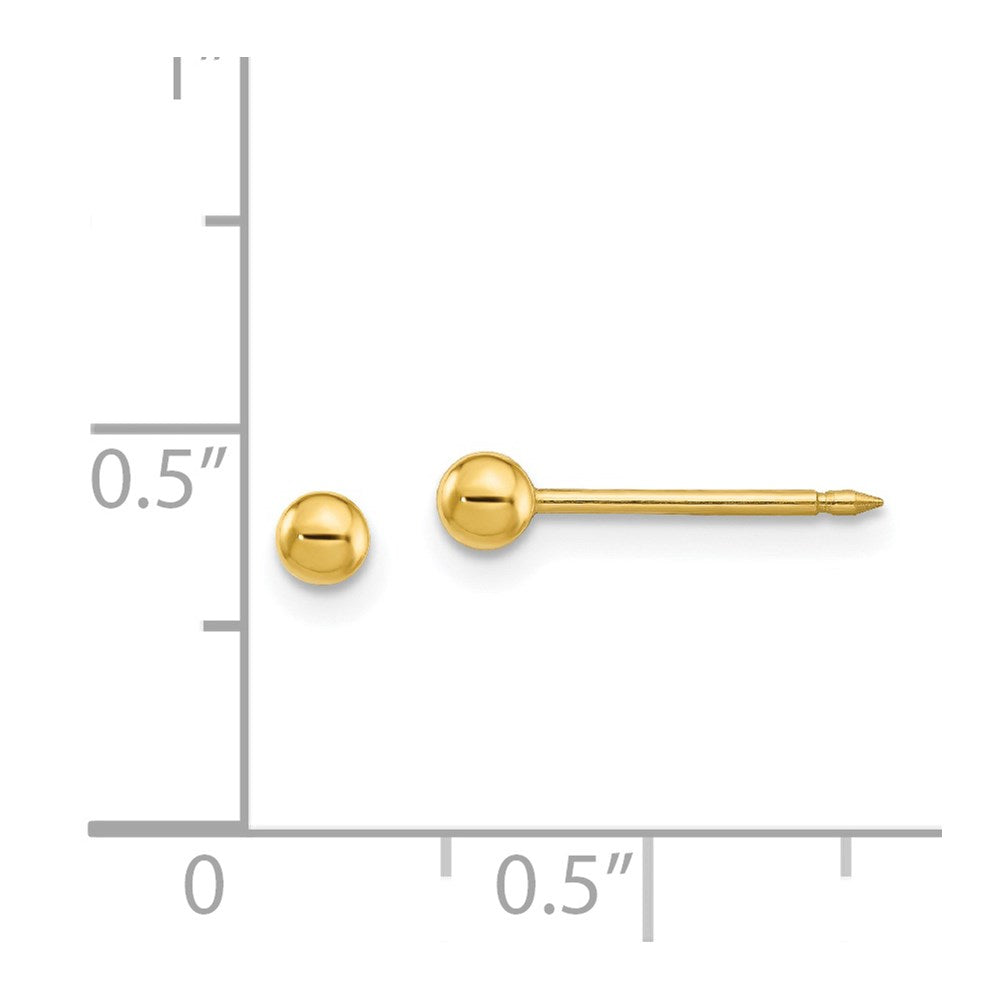 Piercing only Stainless Steel 24K Gold-plated 3mm Ball Post Earrings