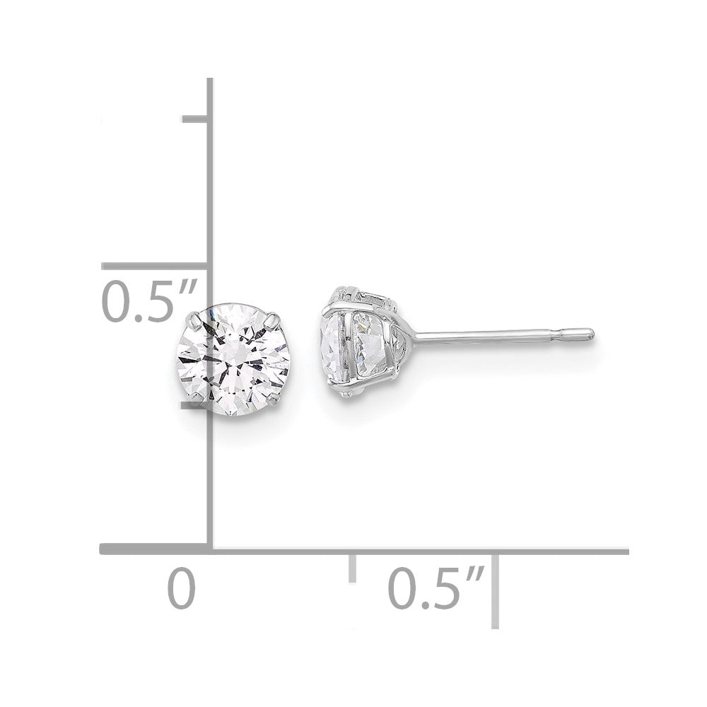 10K White Polished 5mm CZ Stud Post Earrings