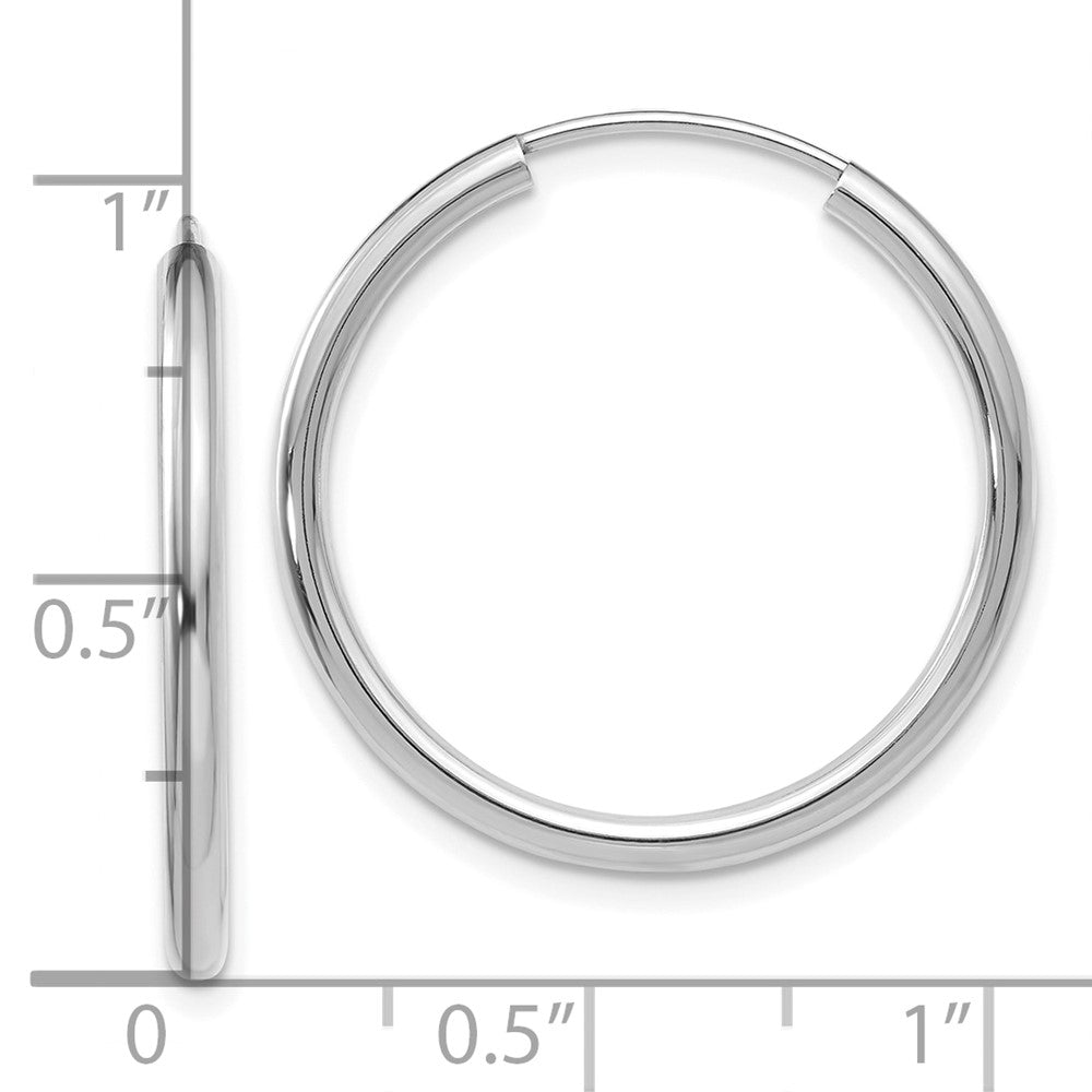 10k White Gold Polished Endless 2mm Hoop Earrings