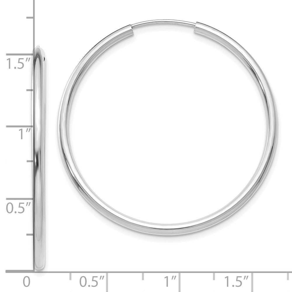 10k White Gold Polished Endless 2mm Hoop Earrings