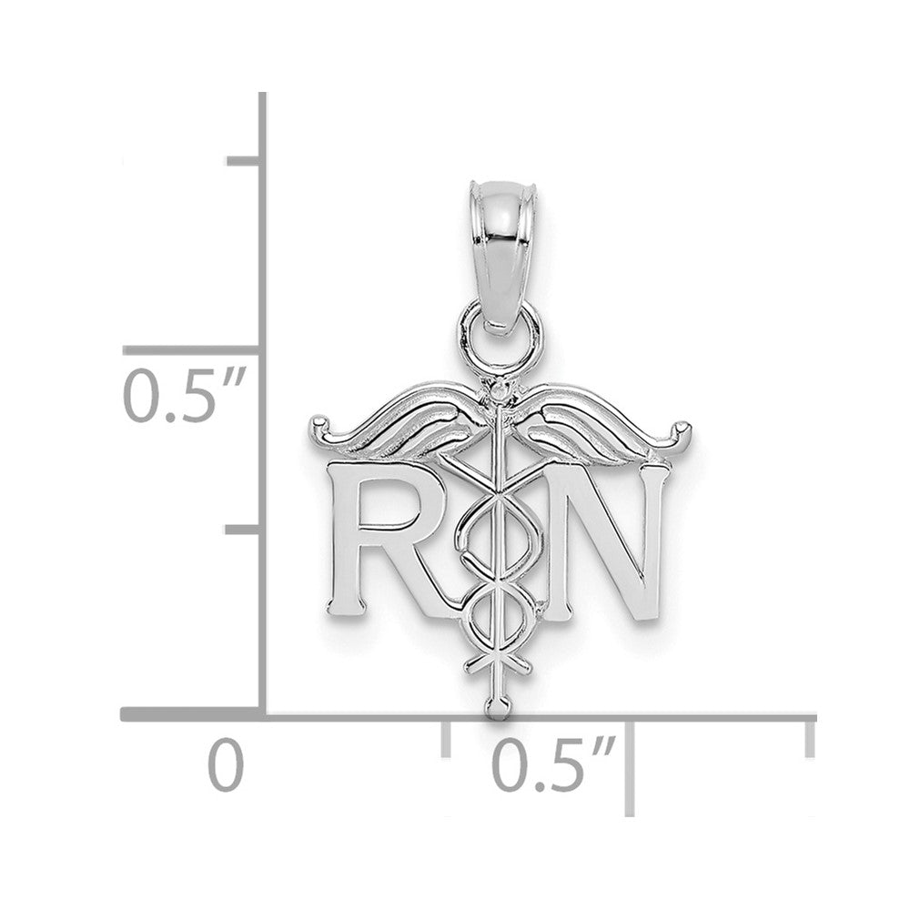 10K White Gold Registered Nurse Pendant