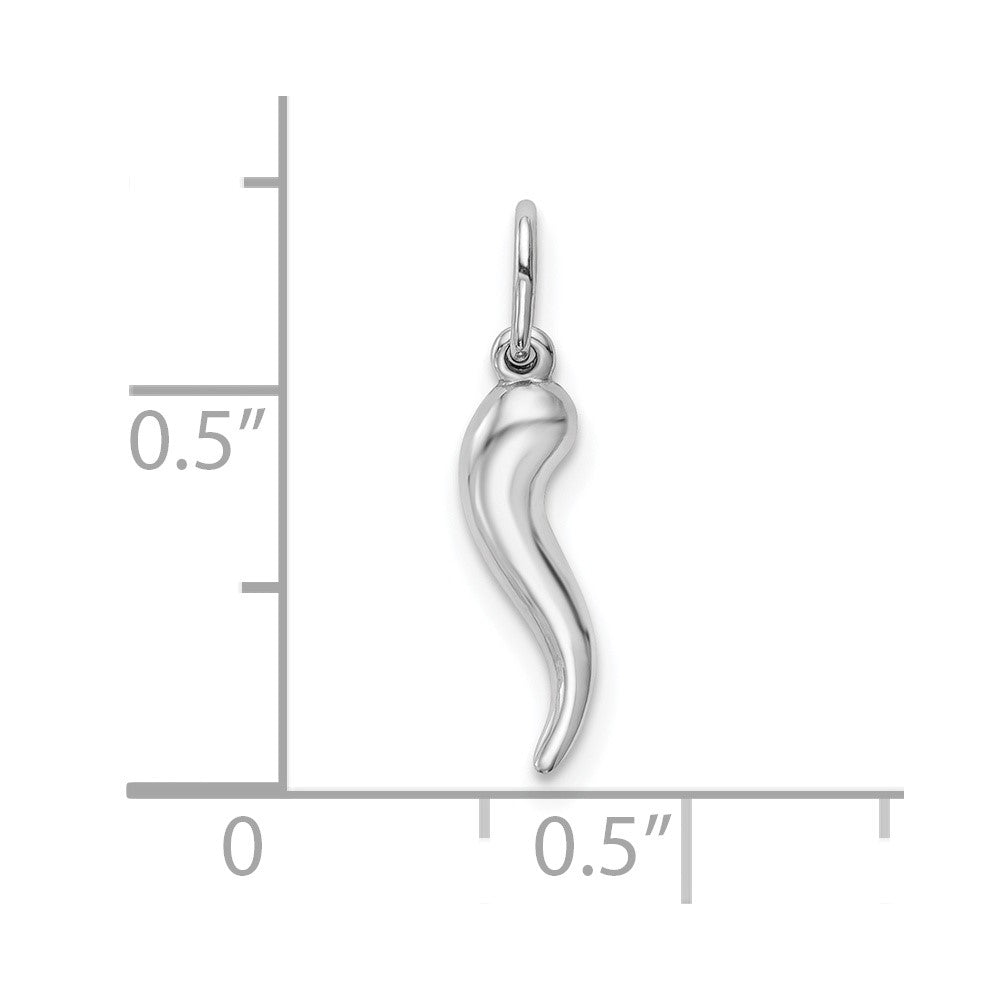 10k White Gold Hollow Italian Horn Pendant