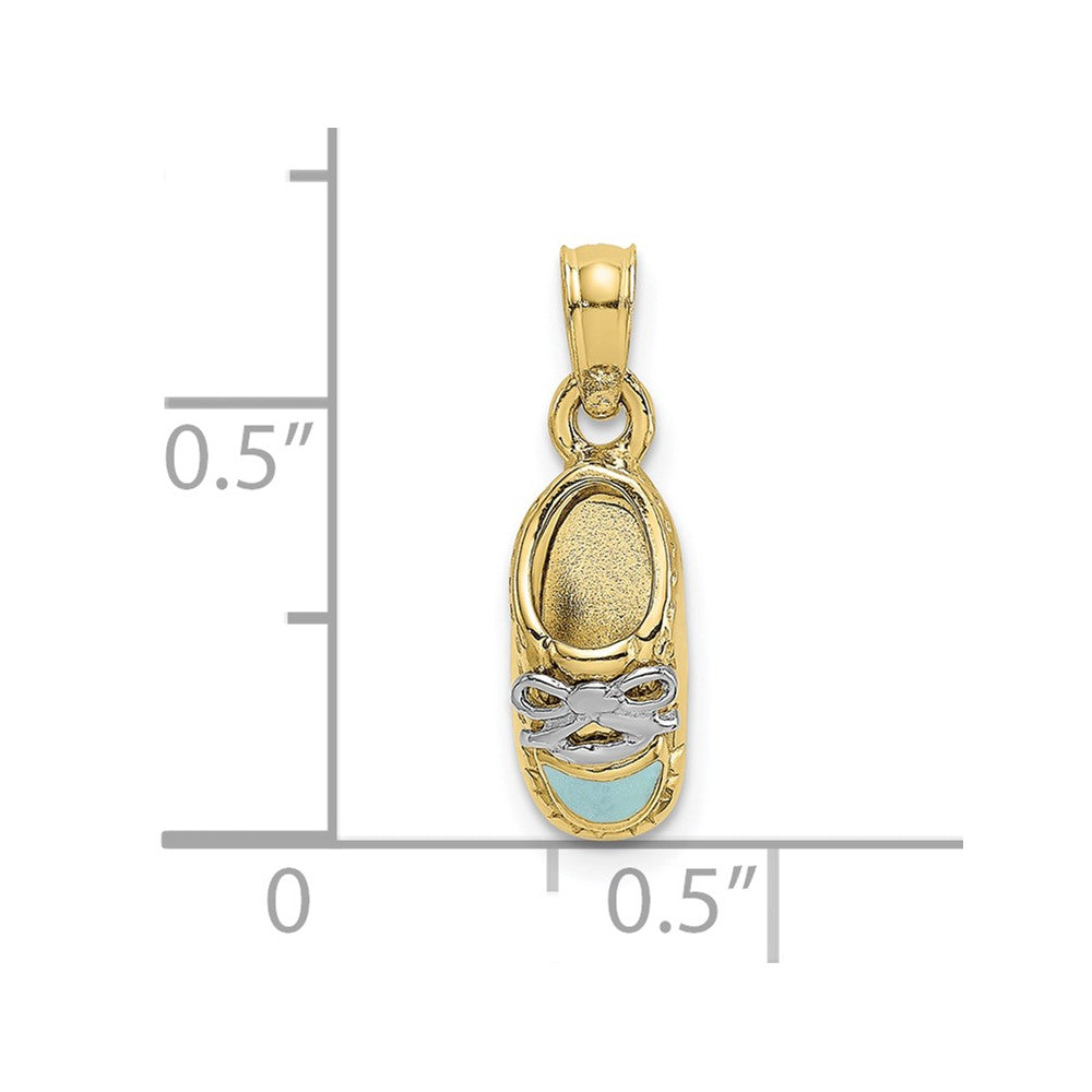 10K w/Rhodium 3-D Light Blue Enamel Shoe Charm
