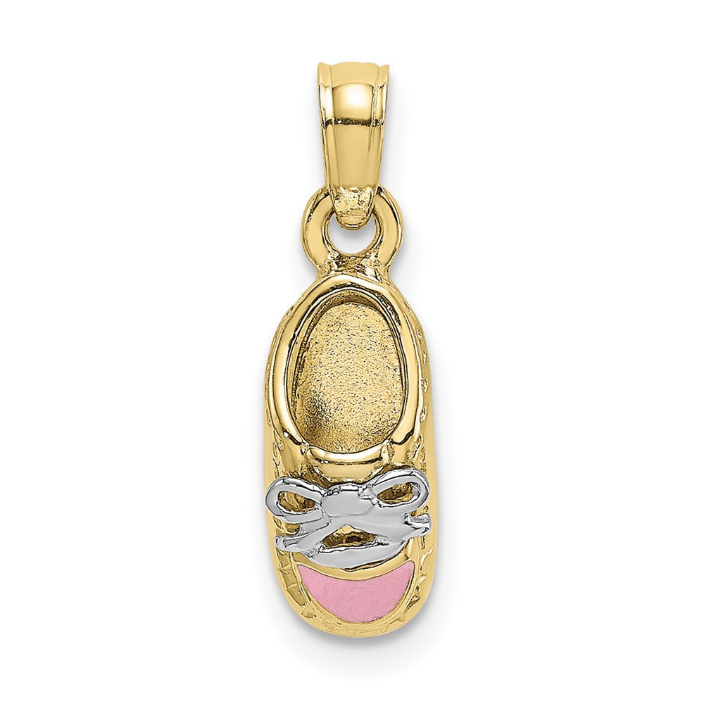 10K w/Rhodium 3-D Pink Enamel Shoe Charm