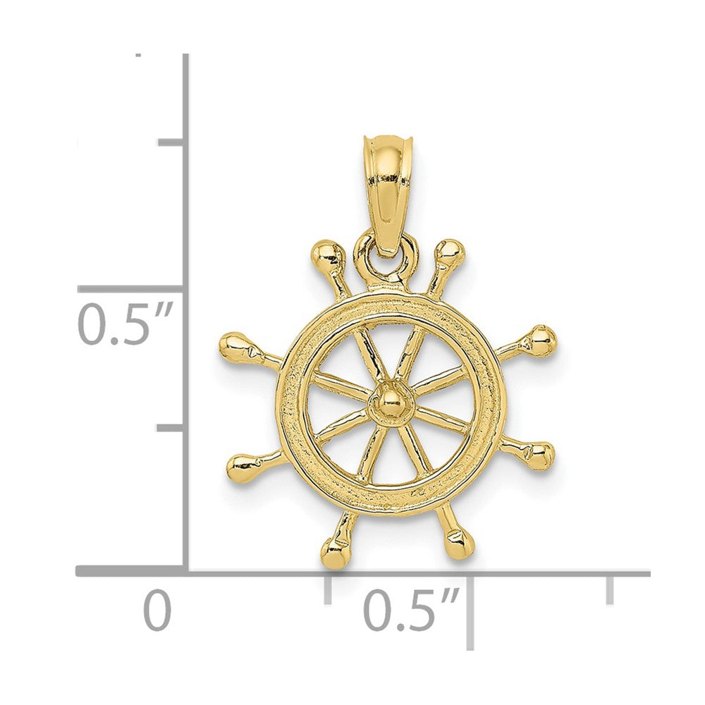 10K 2-D Ship Wheel Charm