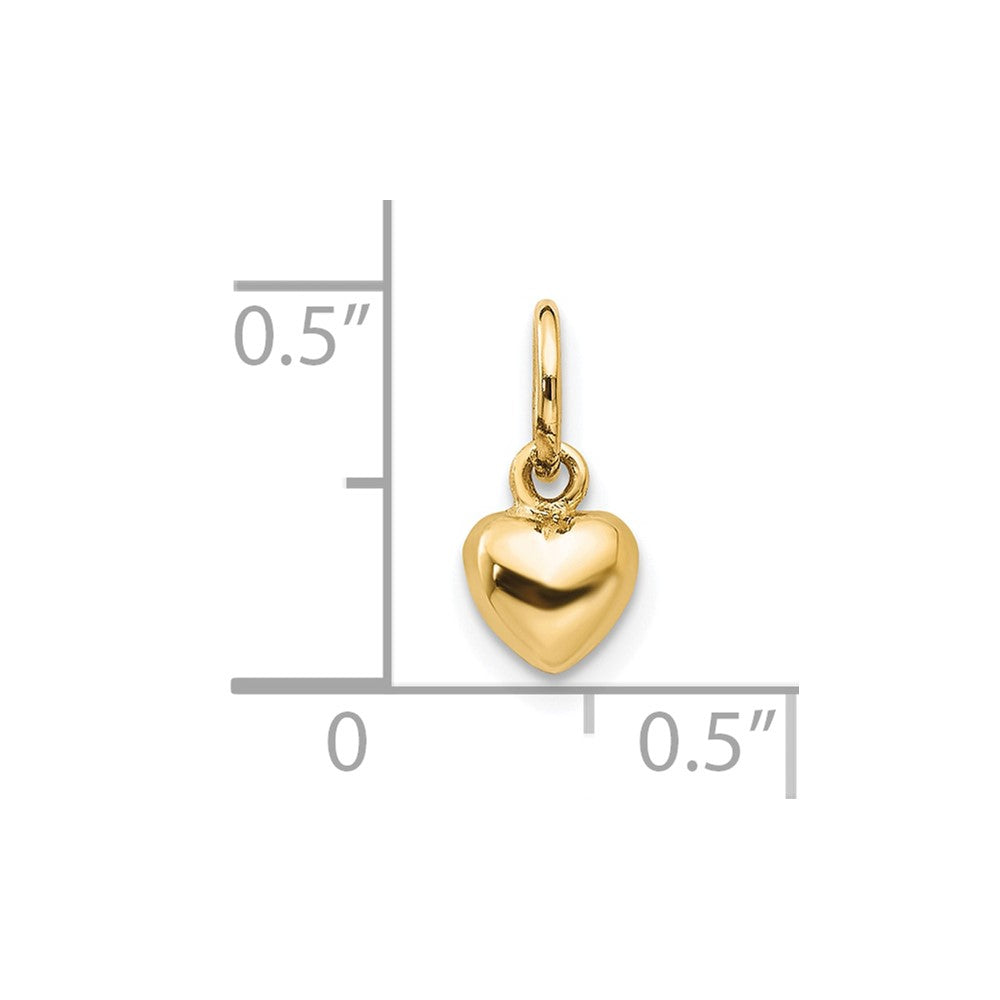 10K Polished 3-D Heart Charm