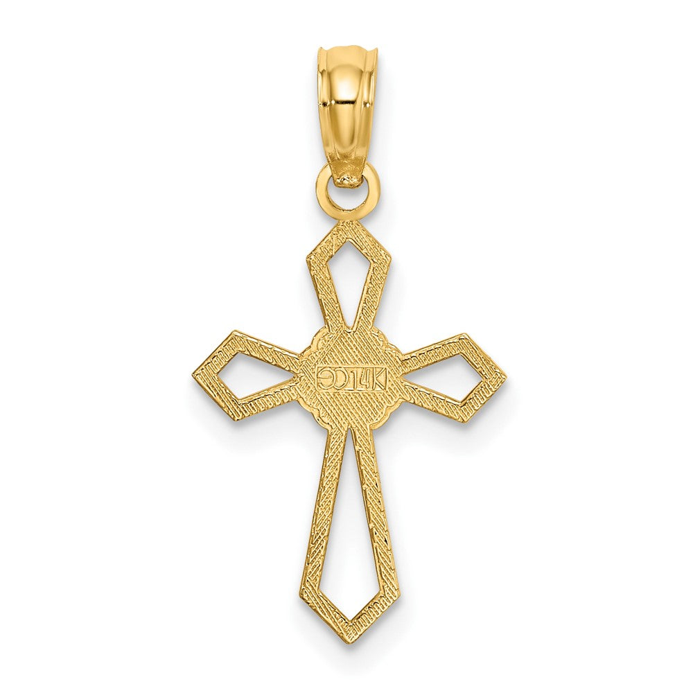 10K Cut-Out and Flat Cross W/ Flower Charm
