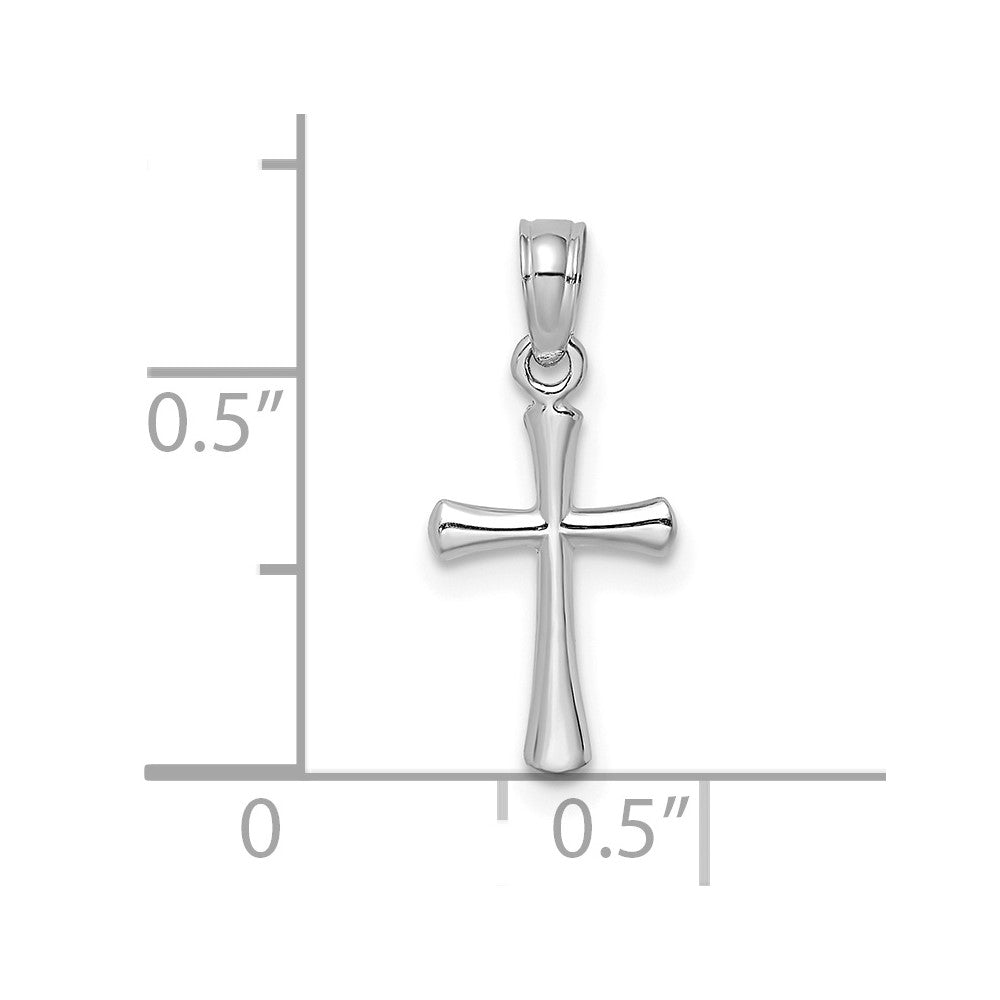 10K White Gold Polished Beveled Cross w/ Round tips Charm