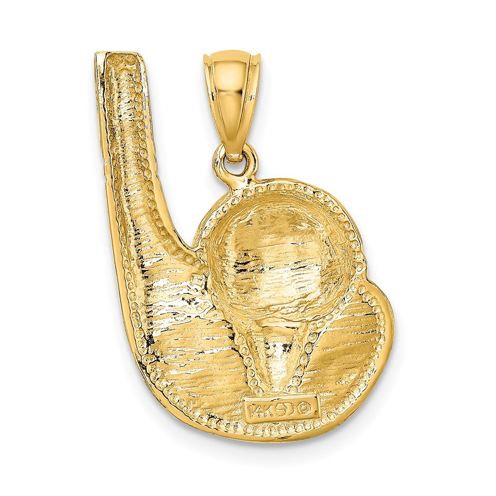 10K 2-D Golf Club and Ball On Tee Charm