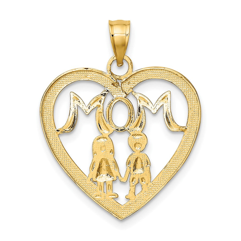 10K W/ Rhodium Heart With 2 MOM Charm