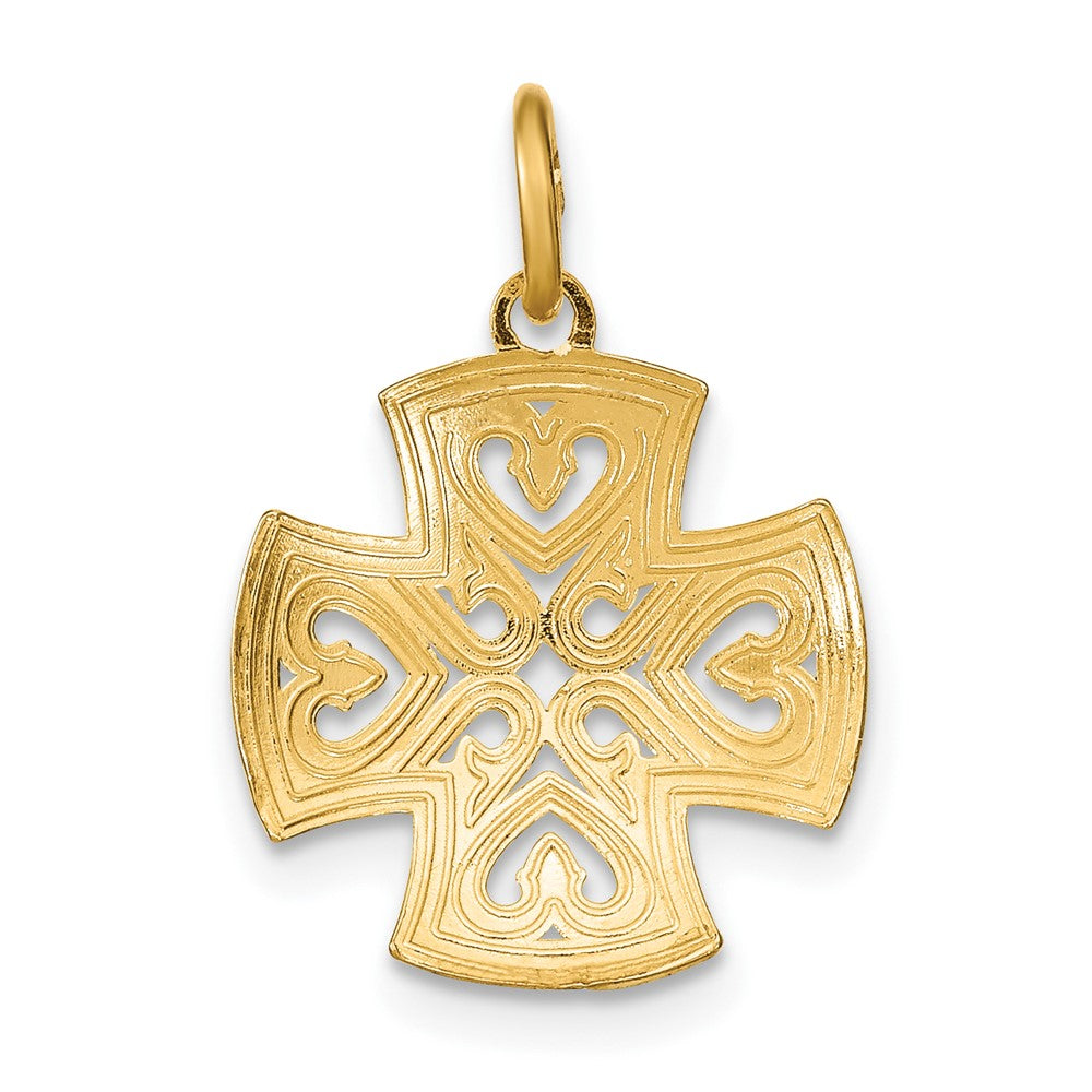 10K w/Rhodium Hearts and D/C Maltese Cross Charm