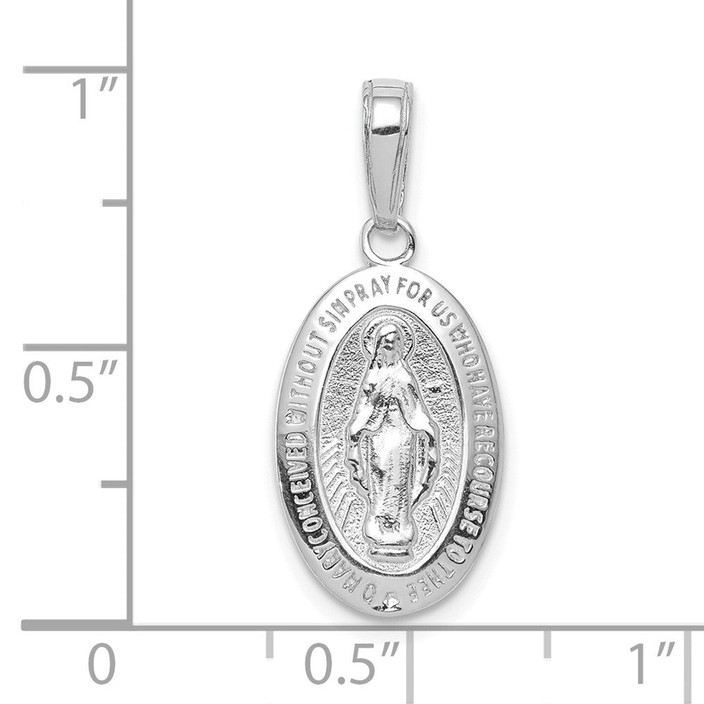 10k White Gold Virgin Mary Medal Pendant