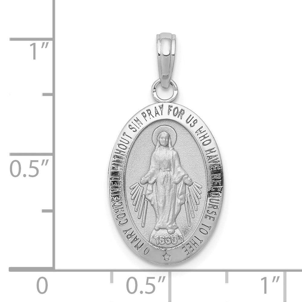 10k White Gold Virgin Mary Medal Pendant
