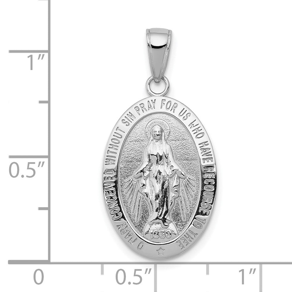 10k White Gold Virgin Mary Medal Pendant