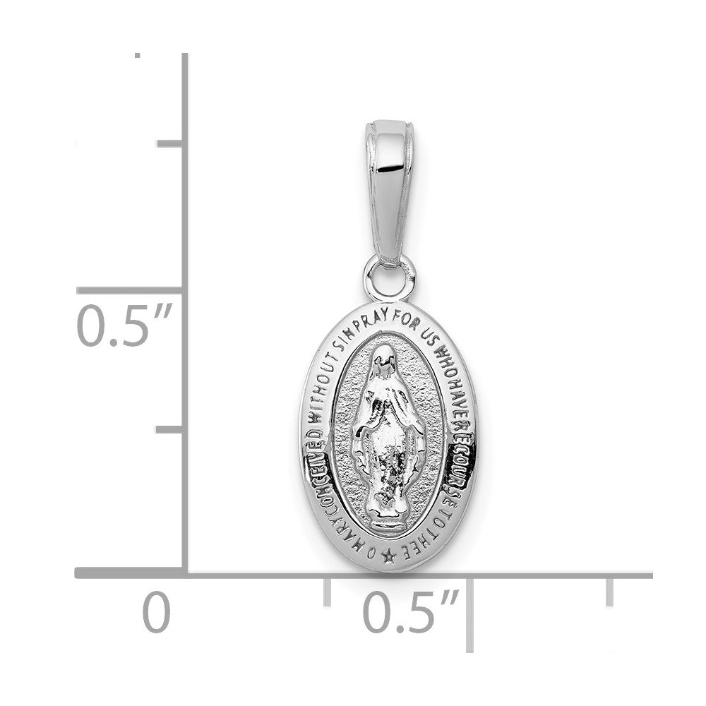 10k White Gold Virgin Mary Medal Charm