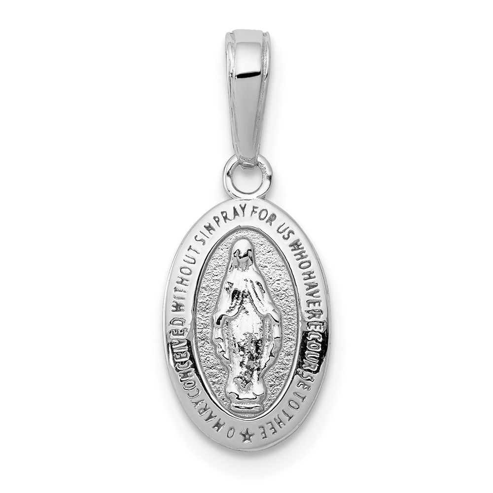 10k White Gold Virgin Mary Medal Charm