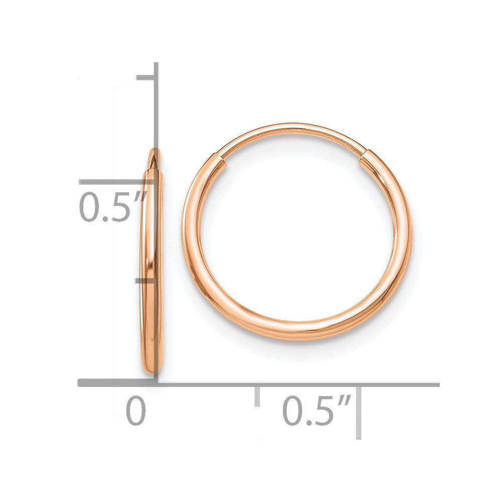 10k Rose Gold Polished Endless Tube Hoop Earrings