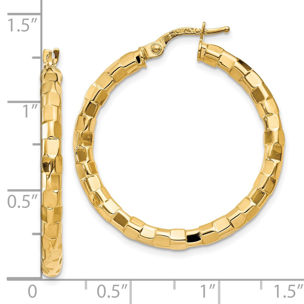 10k Polished/Textured Post Hoop Earring