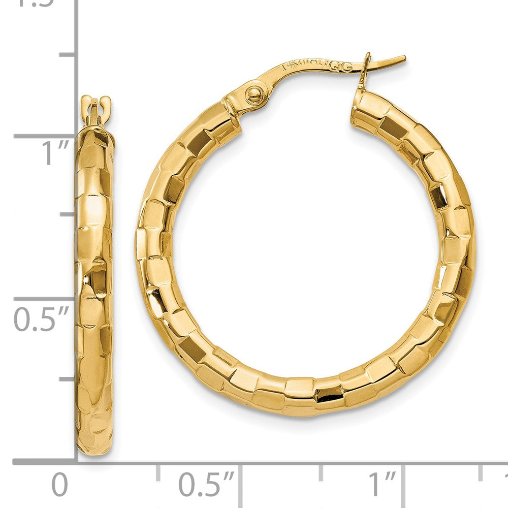 10k Polished/Textured Post Hoop Earring