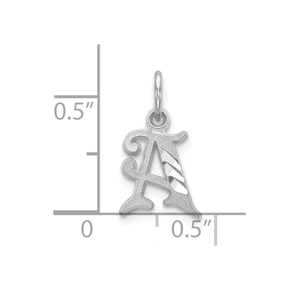 10k White Gold Diamond-cut Initial A Charm