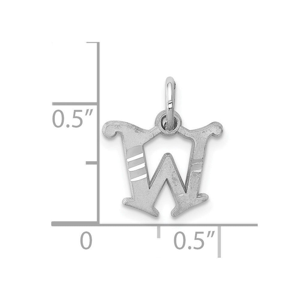10K White Gold Diamond-cut Initial W Charm