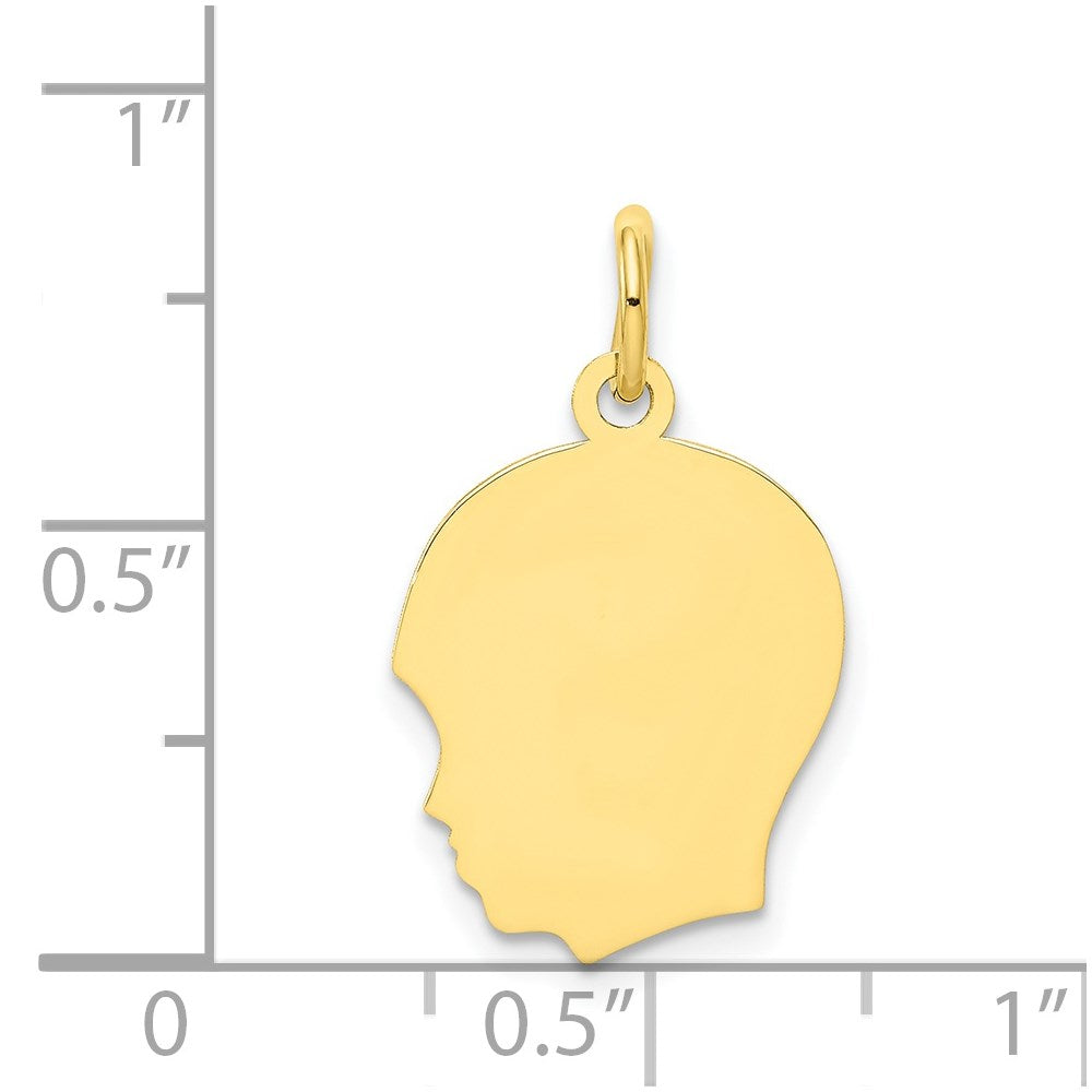 10K Plain Medium .013 Gauge Facing Left Engravable Boy Head Charm