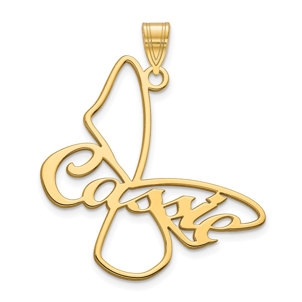 10k Yellow Gold Large Butterfly with Name Pendant