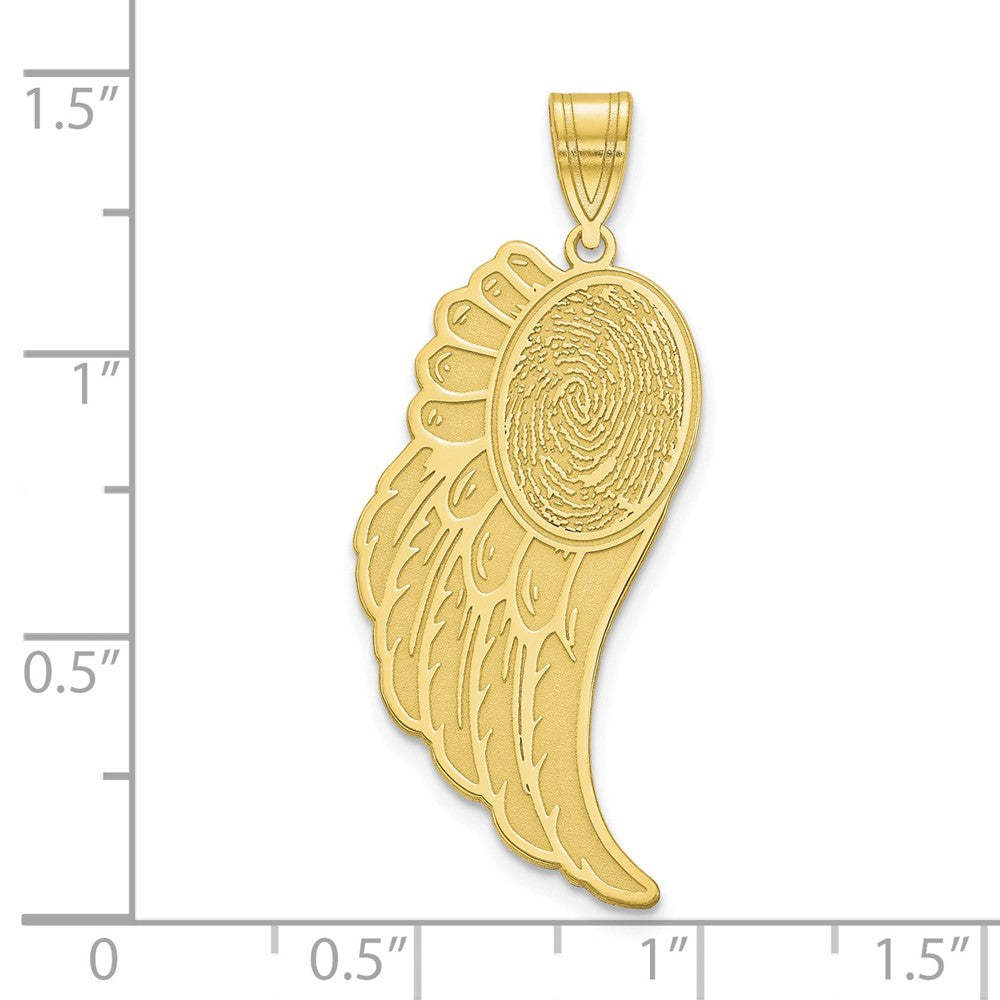 10k Yellow Gold Angel Wing Fingerprint Pendant