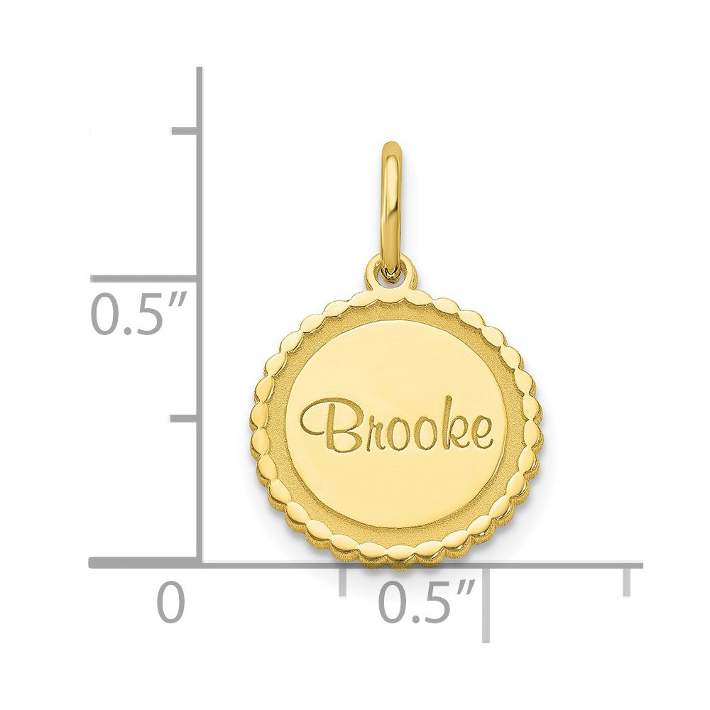 10k Yellow Gold Scalloped Disc with Name Charm