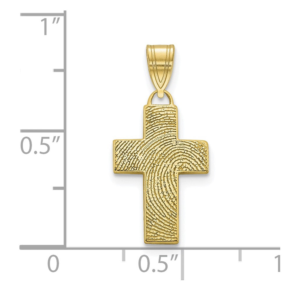 10k Yellow Gold Small Cross Fingerprint Pendant