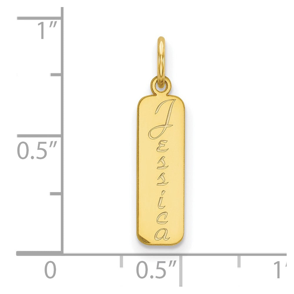 10k Yellow Gold Script Font Name Bar Charm