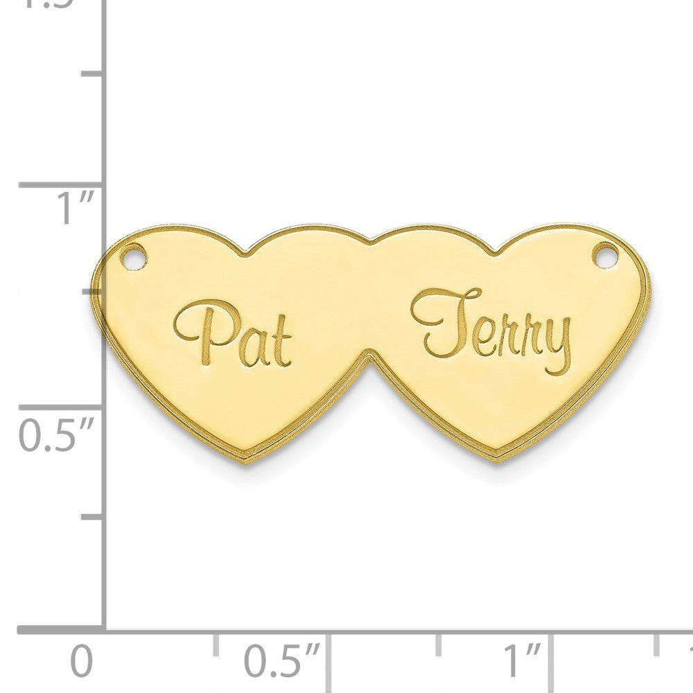 10k Yellow Gold Double Heart Name Plate